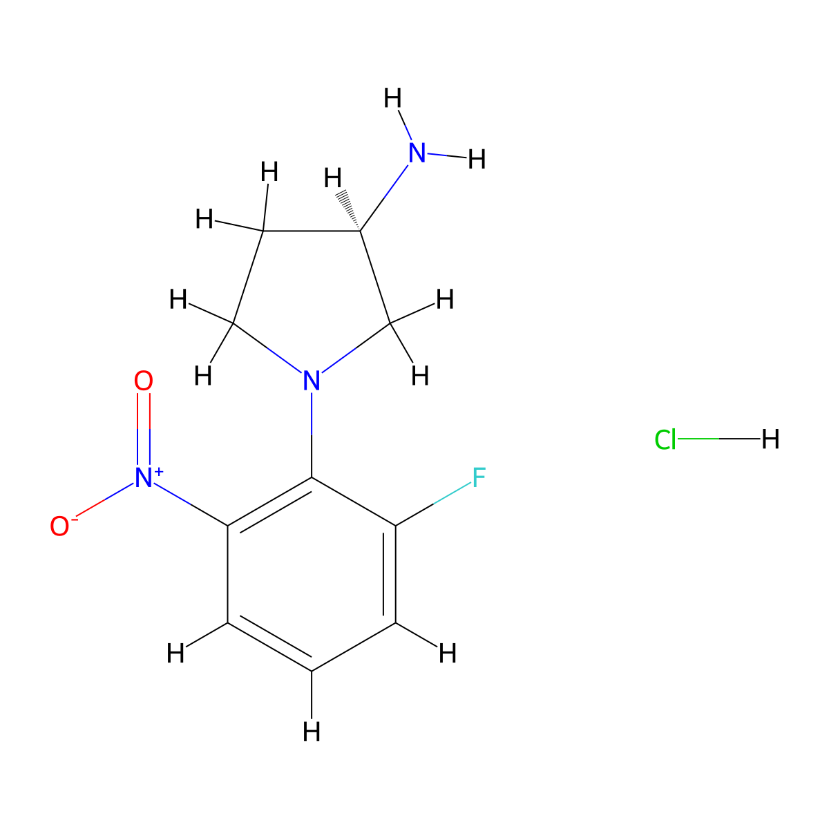 (R)-1-(2-Fluoro-6-nitrophenyl)pyrrolidin-3-amine hydrochloride molecular structure, CAS 1233859-97-6