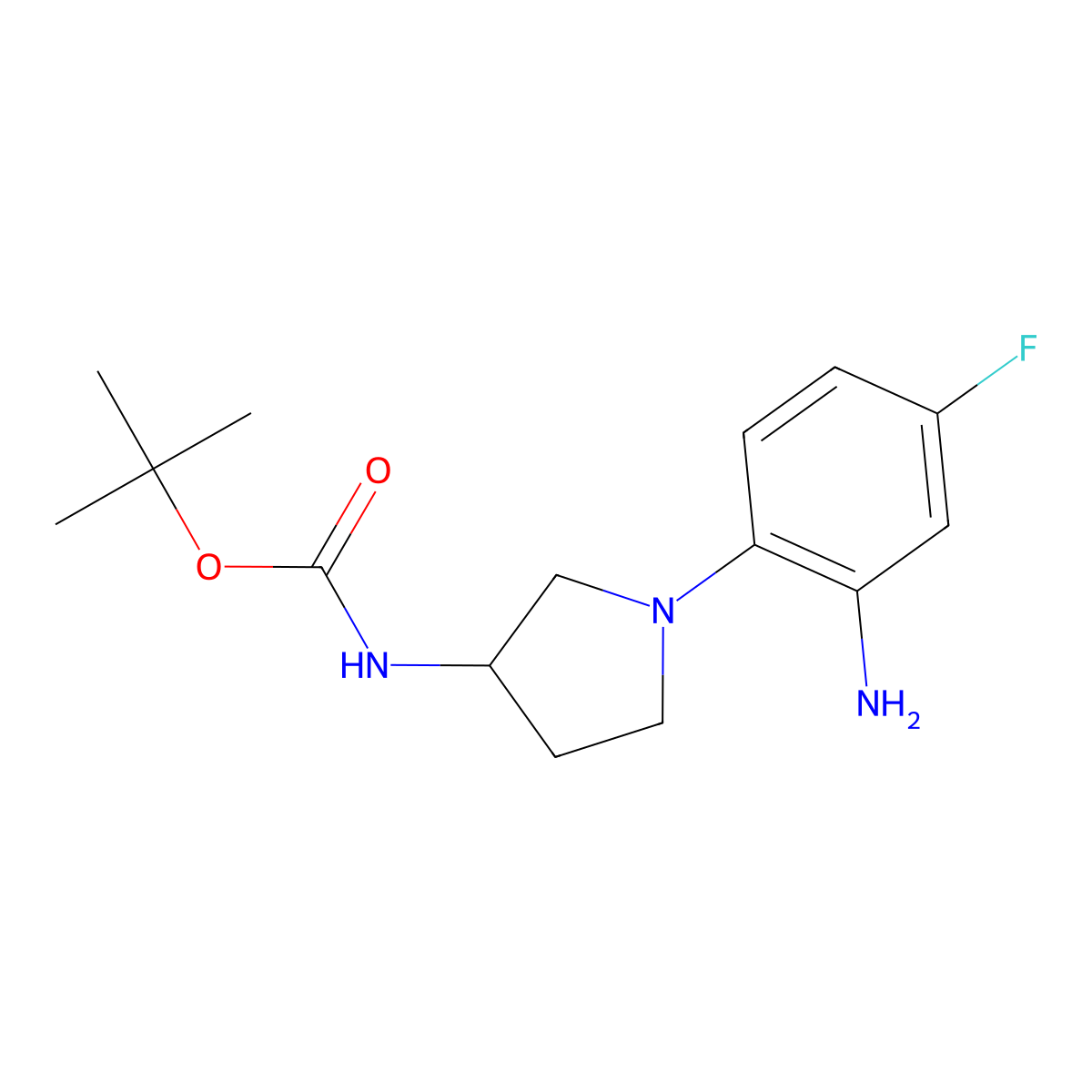 (R)-tert-Butyl 1-(2-amino-4-fluorophenyl)pyrrolidin-3-ylcarbamate molecular structure, CAS 1233860-01-9