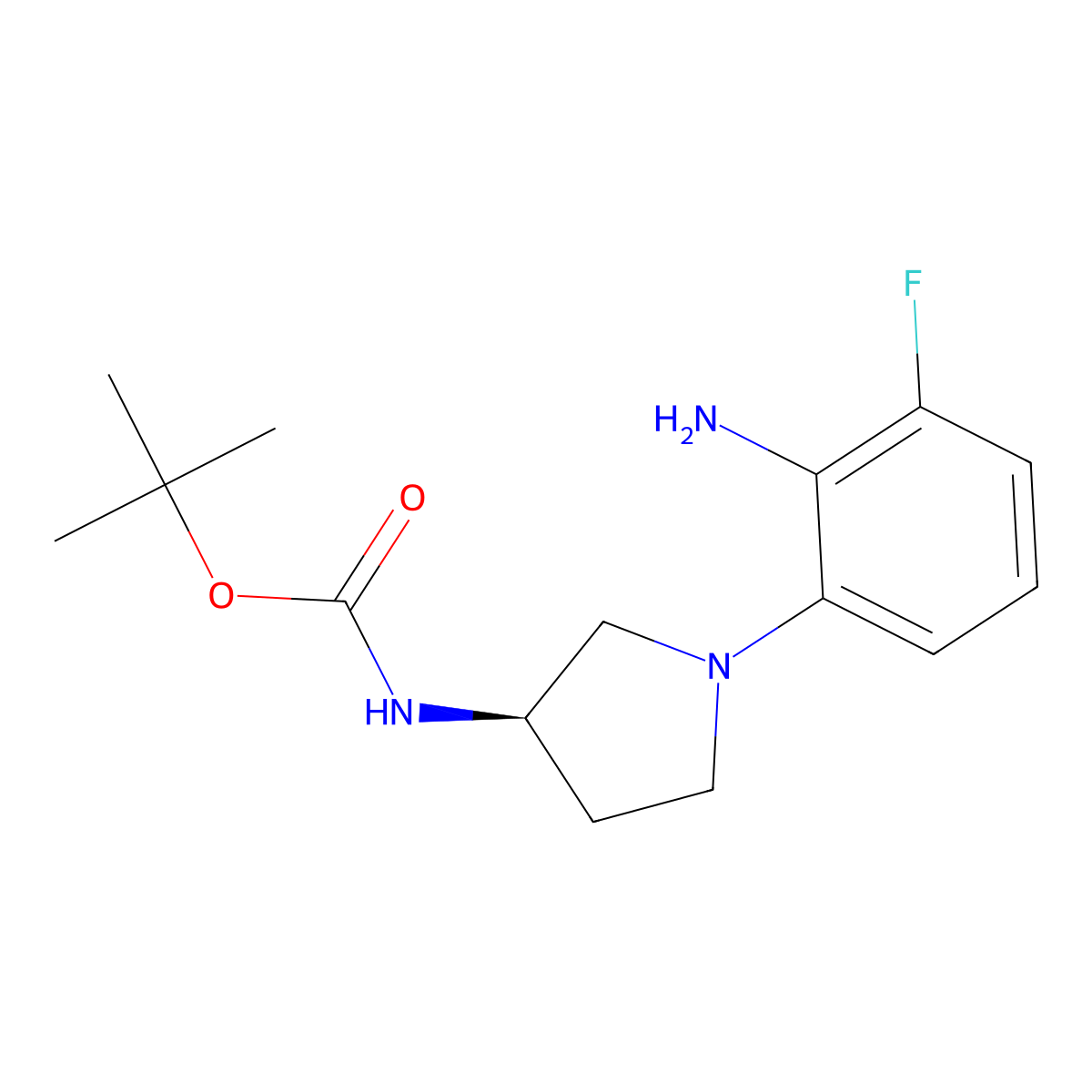 (R)-tert-Butyl 1-(2-amino-3-fluorophenyl)pyrrolidin-3-ylcarbamate molecular structure, CAS 1233860-03-1