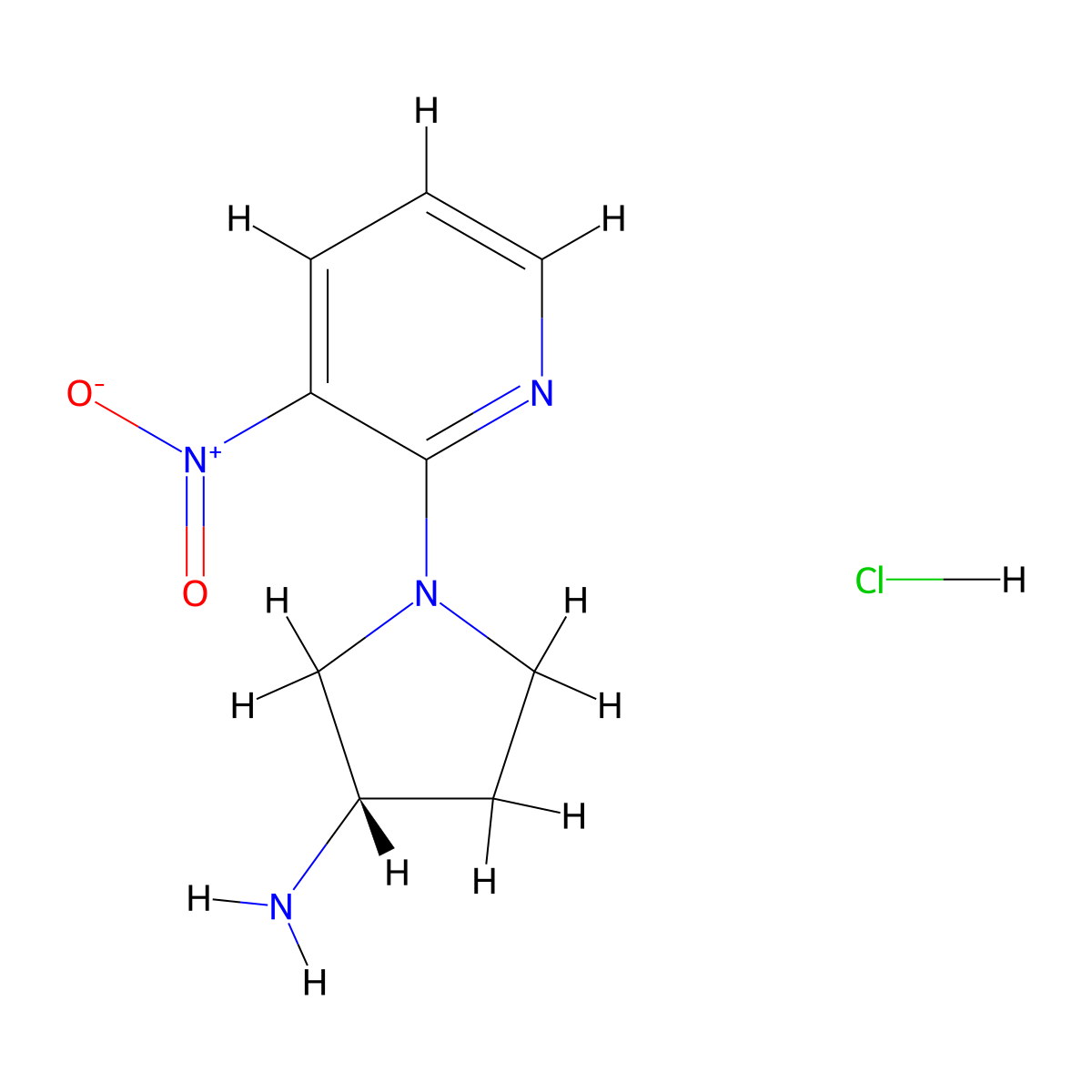 (S)-1-(3-Nitropyridin-2-yl)pyrrolidin-3-amine hydrochloride molecular structure, CAS 1233860-07-5
