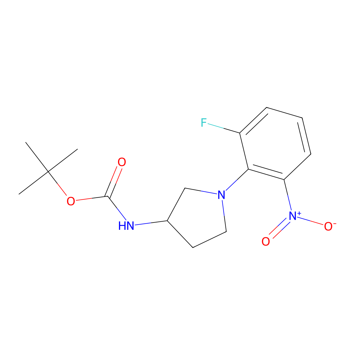 (S)-tert-Butyl 1-(2-fluoro-6-nitrophenyl)pyrrolidin-3-ylcarbamate molecular structure, CAS 1233860-09-7