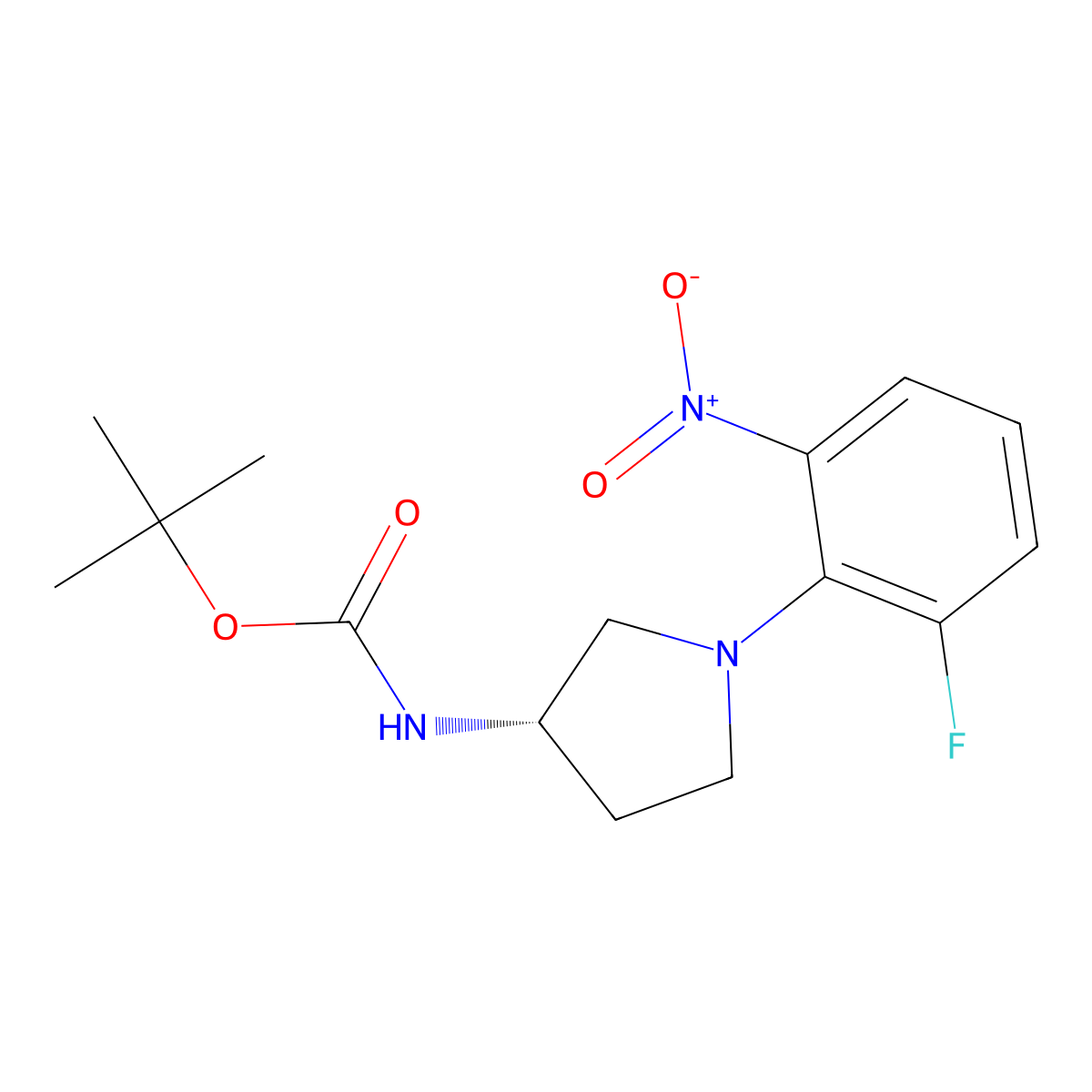(S)-tert-Butyl 1-(2-fluoro-6-nitrophenyl)pyrrolidin-3-ylcarbamate molecular structure, CAS 1233860-09-7