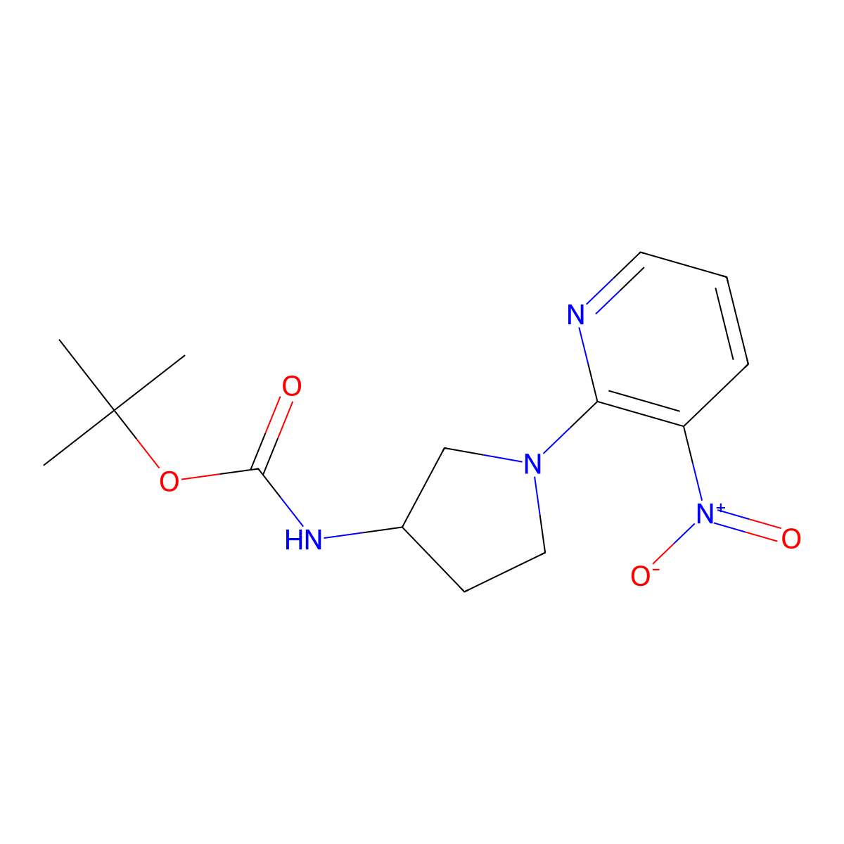 (S)-tert-Butyl 1-(3-nitropyridin-2-yl)pyrrolidin-3-ylcarbamate molecular structure, CAS 1233860-11-1