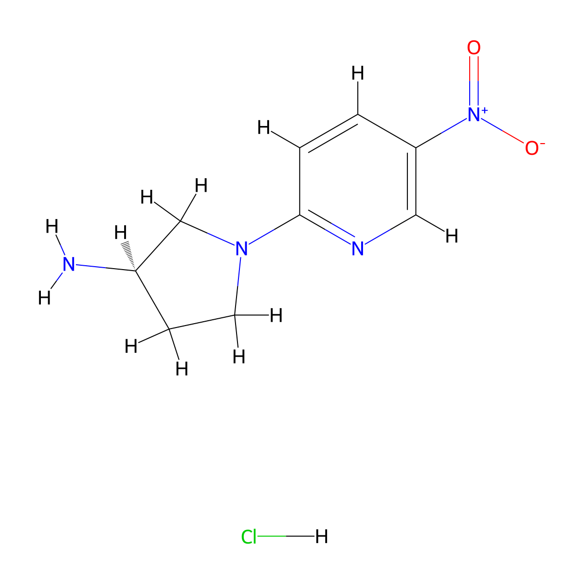 (R)-1-(5-Nitropyridin-2-yl)pyrrolidin-3-amine hydrochloride molecular structure, CAS 1233860-13-3