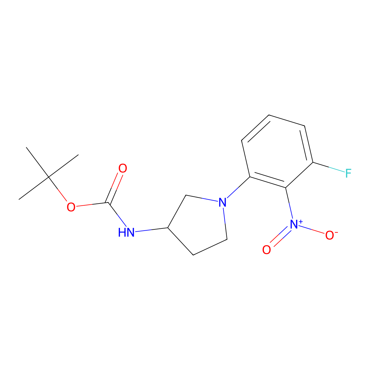 (R)-tert-Butyl 1-(3-fluoro-2-nitrophenyl)pyrrolidine-3-ylcarbamate molecular structure, CAS 1233860-14-4