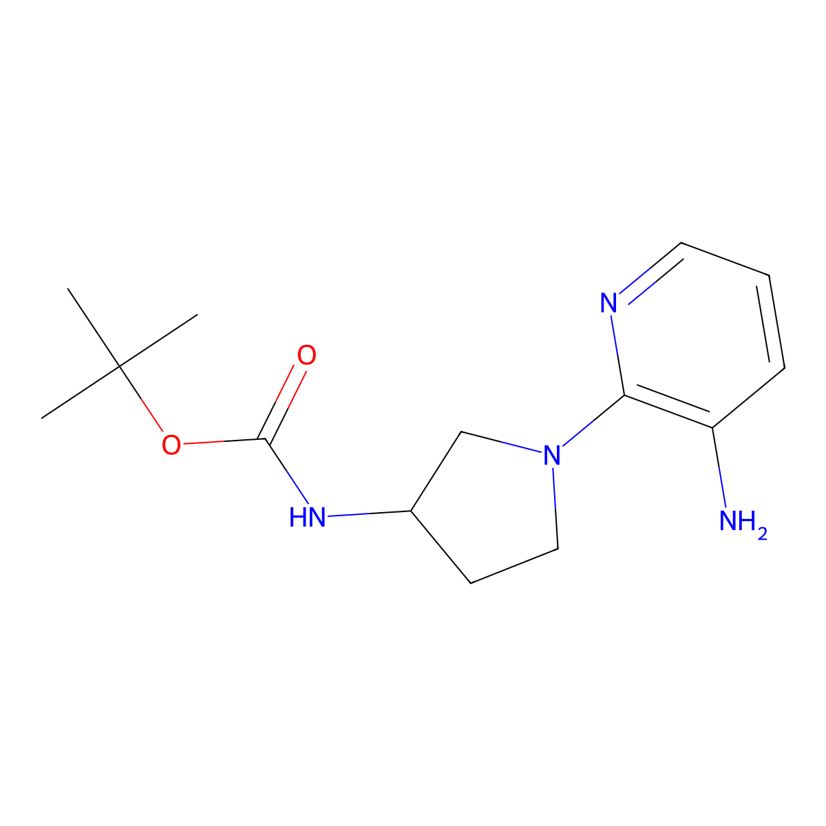 (S)-tert-Butyl 1-(3-aminopyridin-2-yl)pyrrolidin-3-ylcarbamate molecular structure, CAS 1233860-19-9