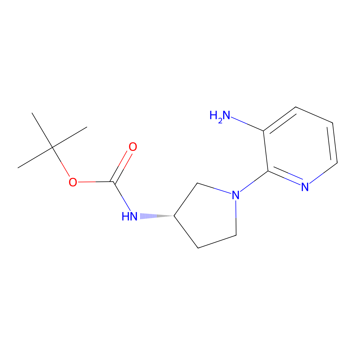 (S)-tert-Butyl 1-(3-aminopyridin-2-yl)pyrrolidin-3-ylcarbamate molecular structure, CAS 1233860-19-9