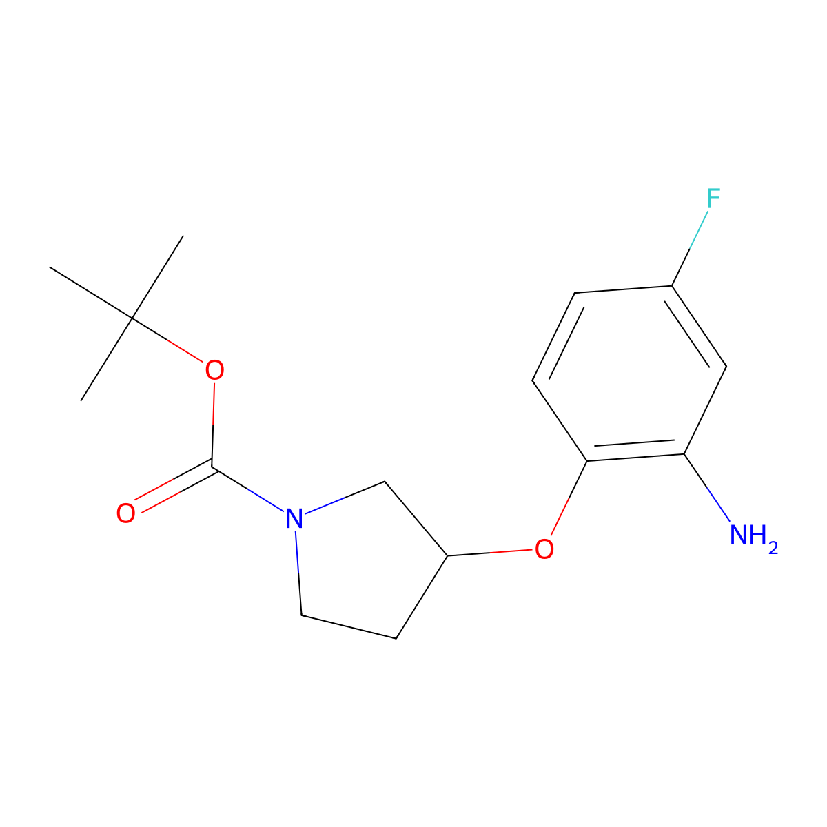 (S)-tert-Butyl 3-(2-amino-4-fluorophenoxy)pyrrolidine-1-carboxylate molecular structure, CAS 1233860-21-3