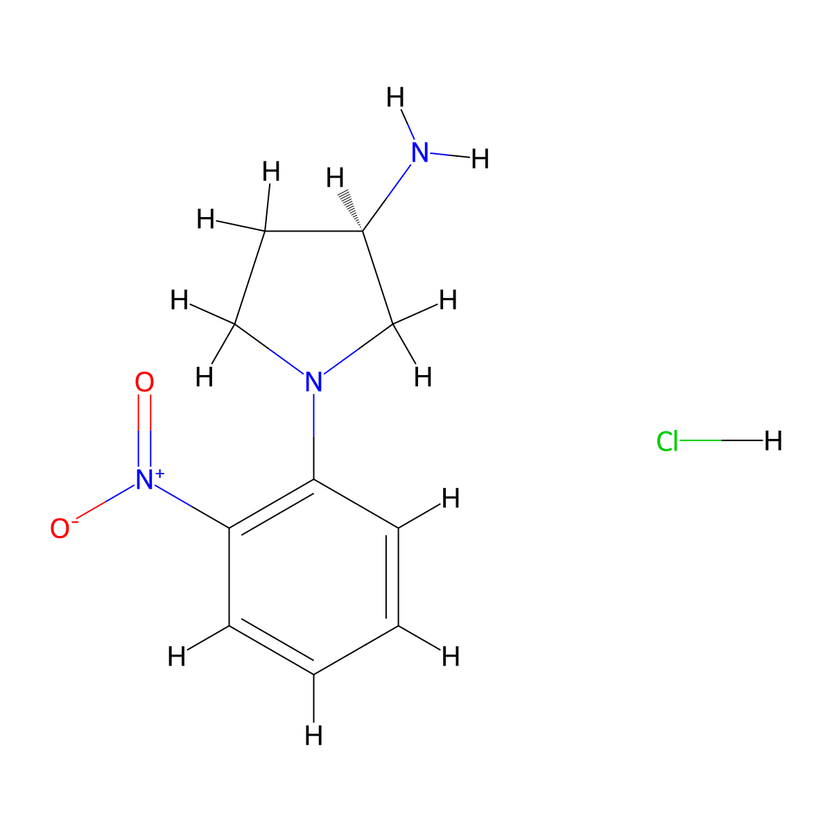 (R)-1-(2-Nitrophenyl)pyrrolidin-3-amine hydrochloride molecular structure, CAS 1233860-26-8