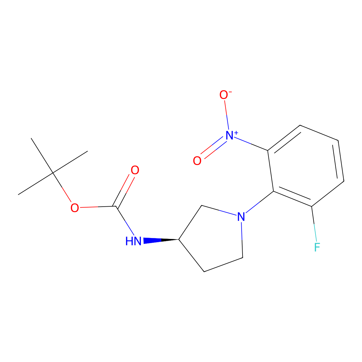 (R)-tert-Butyl 1-(2-fluoro-6-nitrophenyl)pyrrolidine-3-ylcarbamate molecular structure, CAS 1233860-32-6