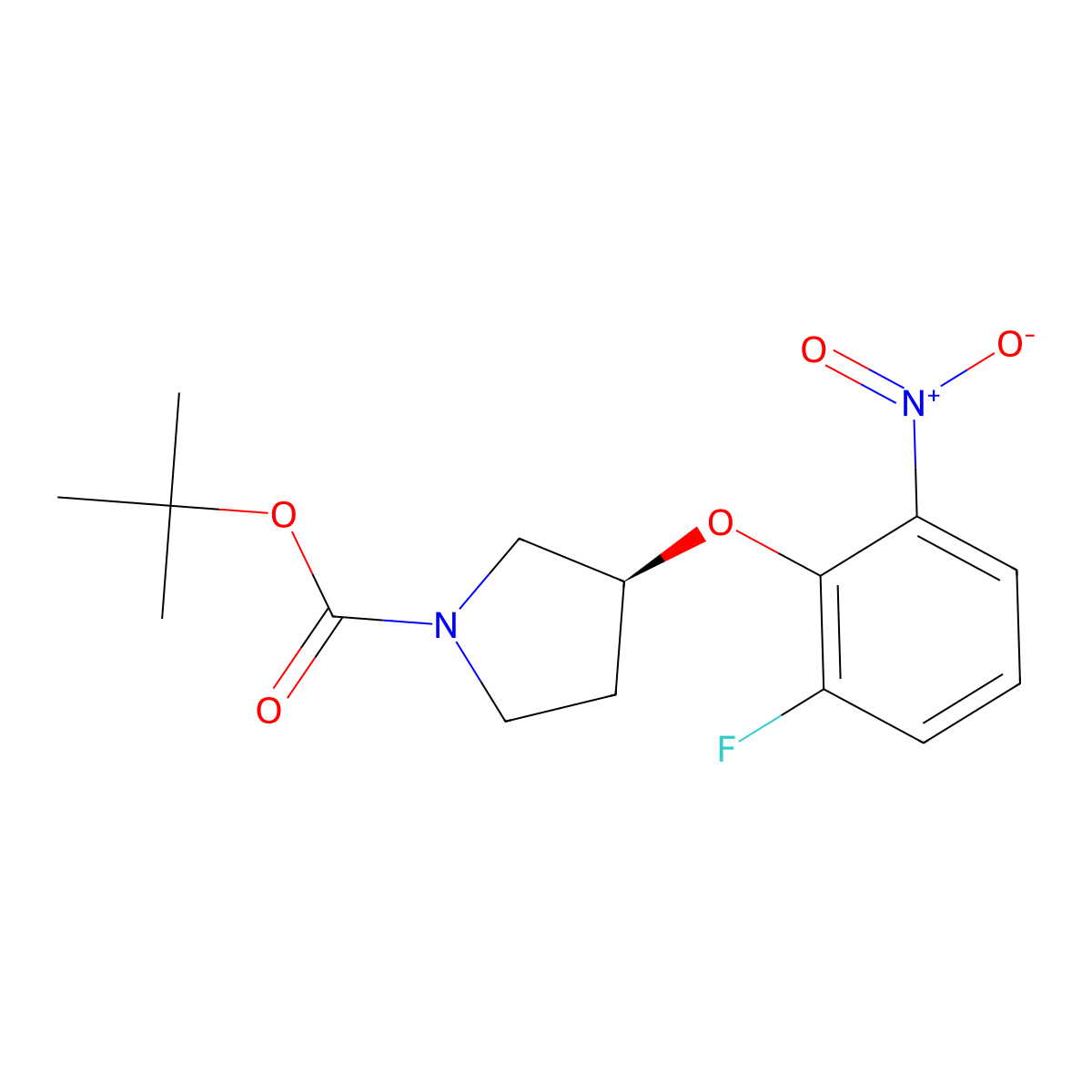 (S)-tert-Butyl 3-(2-fluoro-6-nitrophenoxy)pyrrolidine-1-carboxylate molecular structure, CAS 1233860-33-7