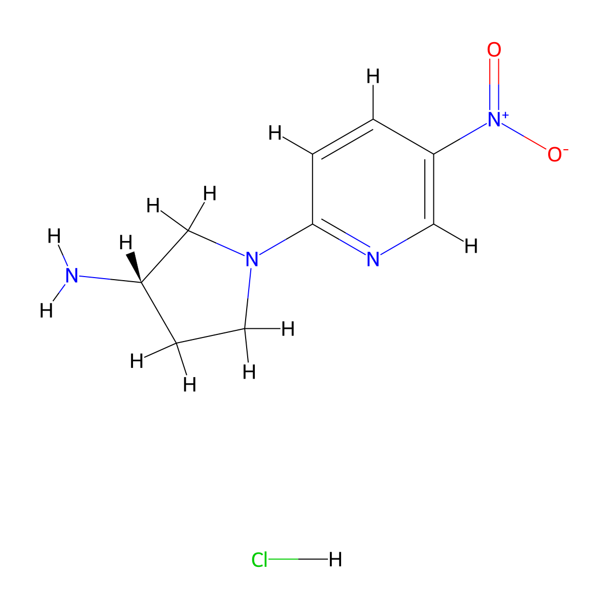 (S)-1-(5-Nitropyridin-2-yl)pyrrolidin-3-amine hydrochloride molecular structure, CAS 1233860-34-8