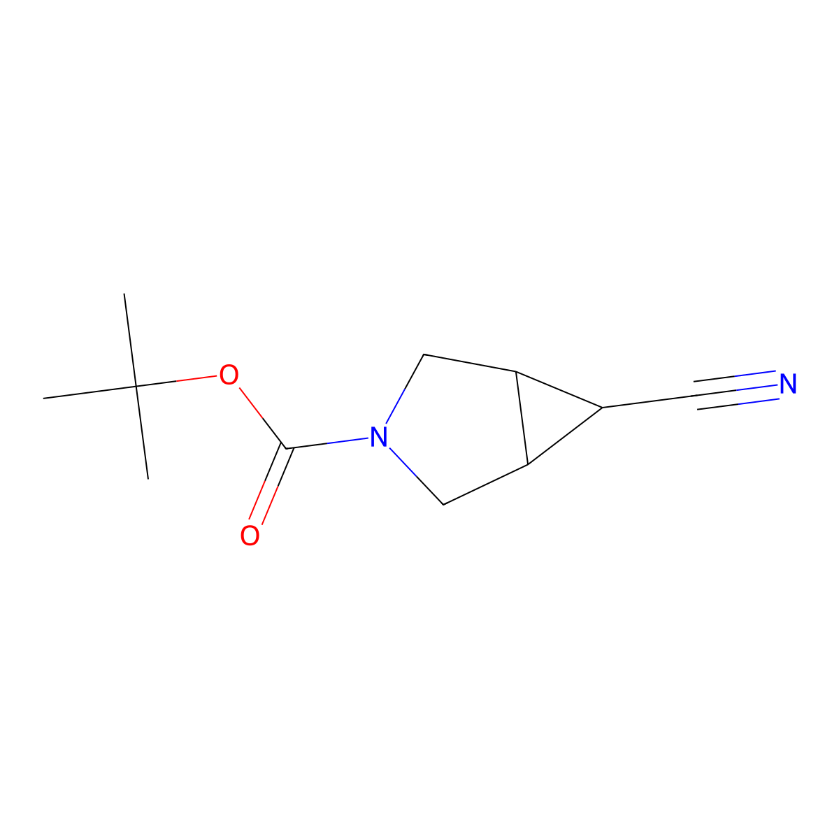 Tert-butyl 6-cyano-3-azabicyclo[3.1.0]hexane-3-carboxylate molecular structure, CAS 1233867-29-2