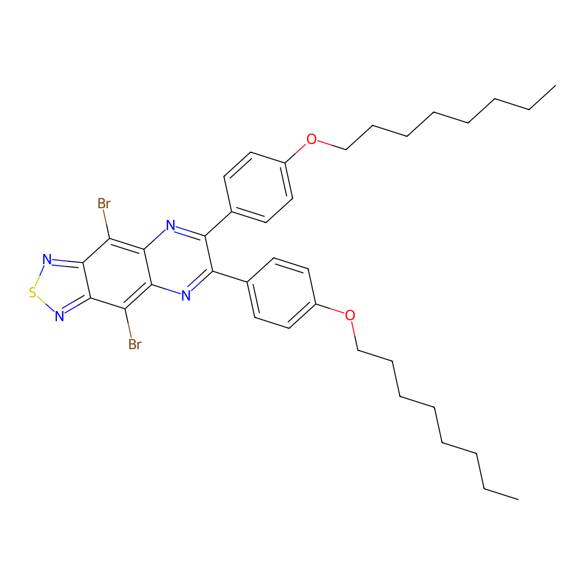 4,9-Dibromo-6,7-bis(4-(octyloxy)phenyl)-[1,2,5]thiadiazolo[3,4-g]quinoxaline molecular structure, CAS 1233872-22-4