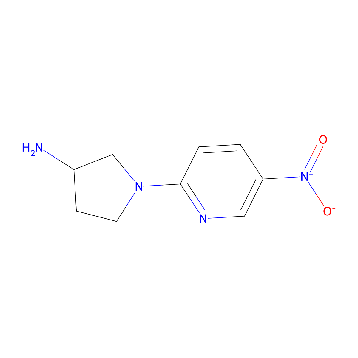 (S)-1-(5-nitropyridin-2-yl)pyrrolidin-3-amine molecular structure, CAS 1233918-96-1