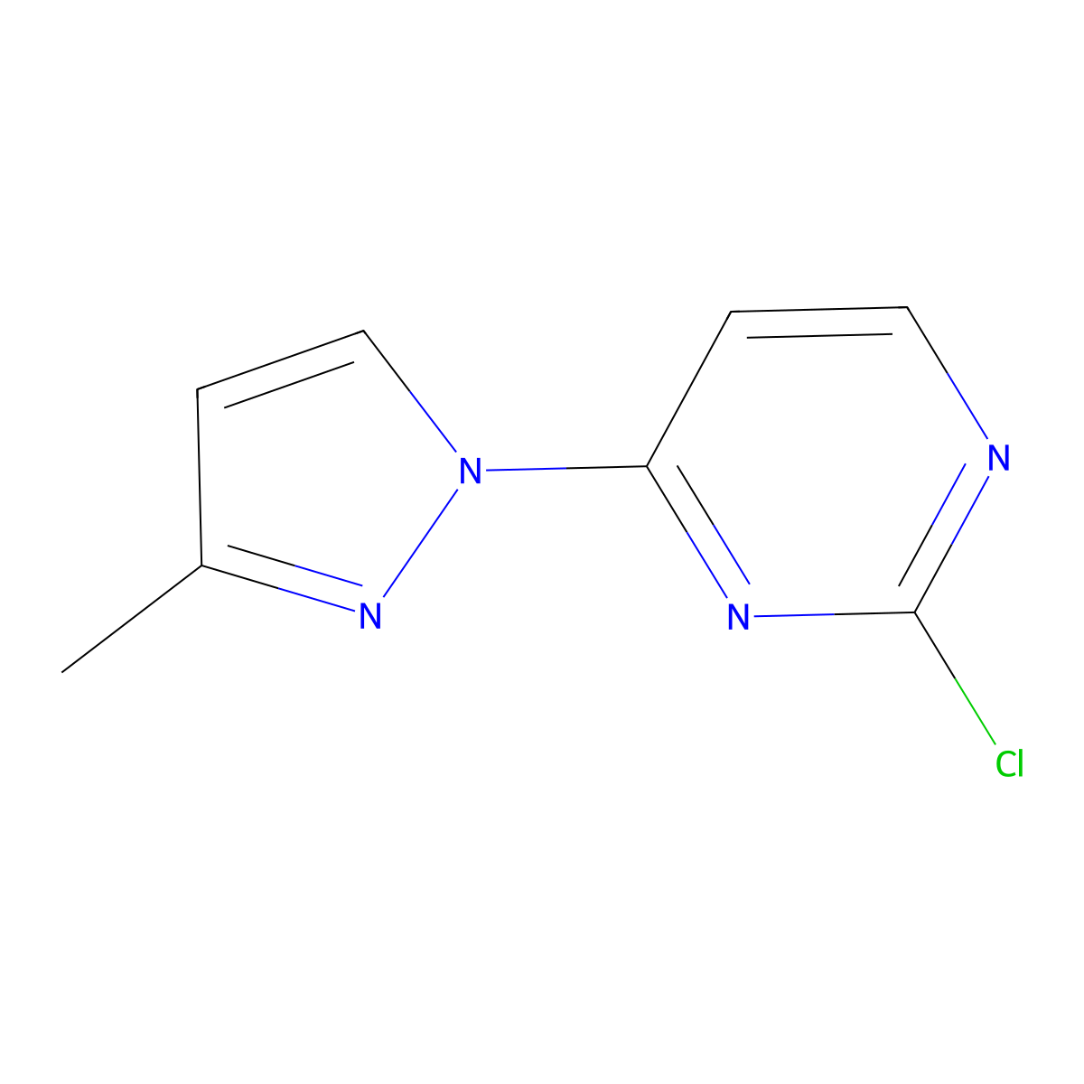 2-Chloro-4-(3-methyl-1H-pyrazol-1-YL)pyrimidine molecular structure, CAS 1233932-35-8