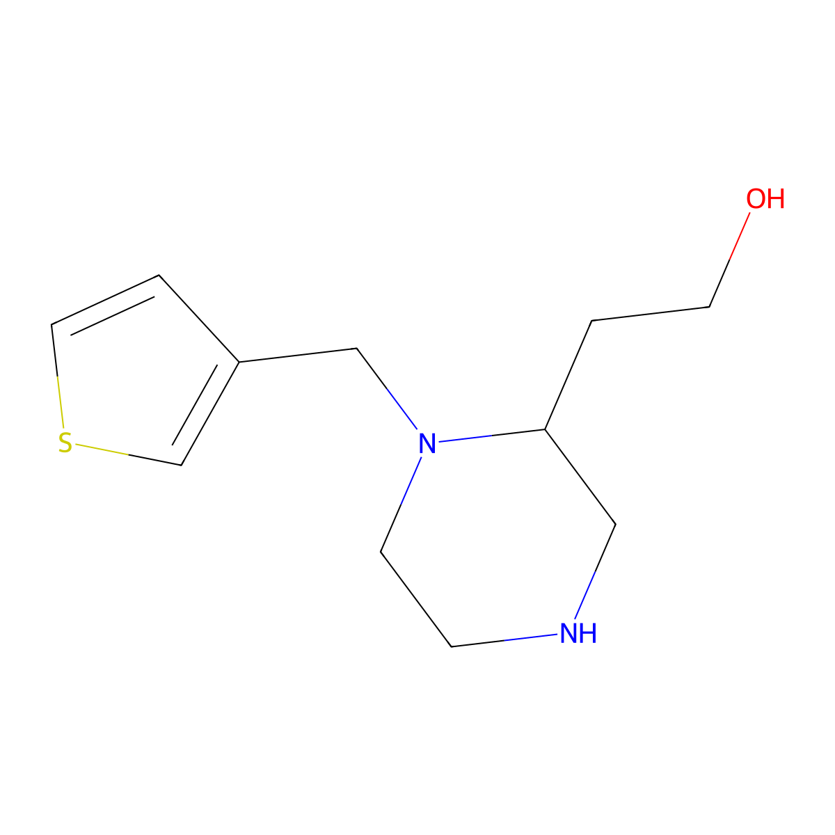2-[1-(3-Thienylmethyl)piperazin-2-yl]ethan-1-ol molecular structure, CAS 1233946-80-9