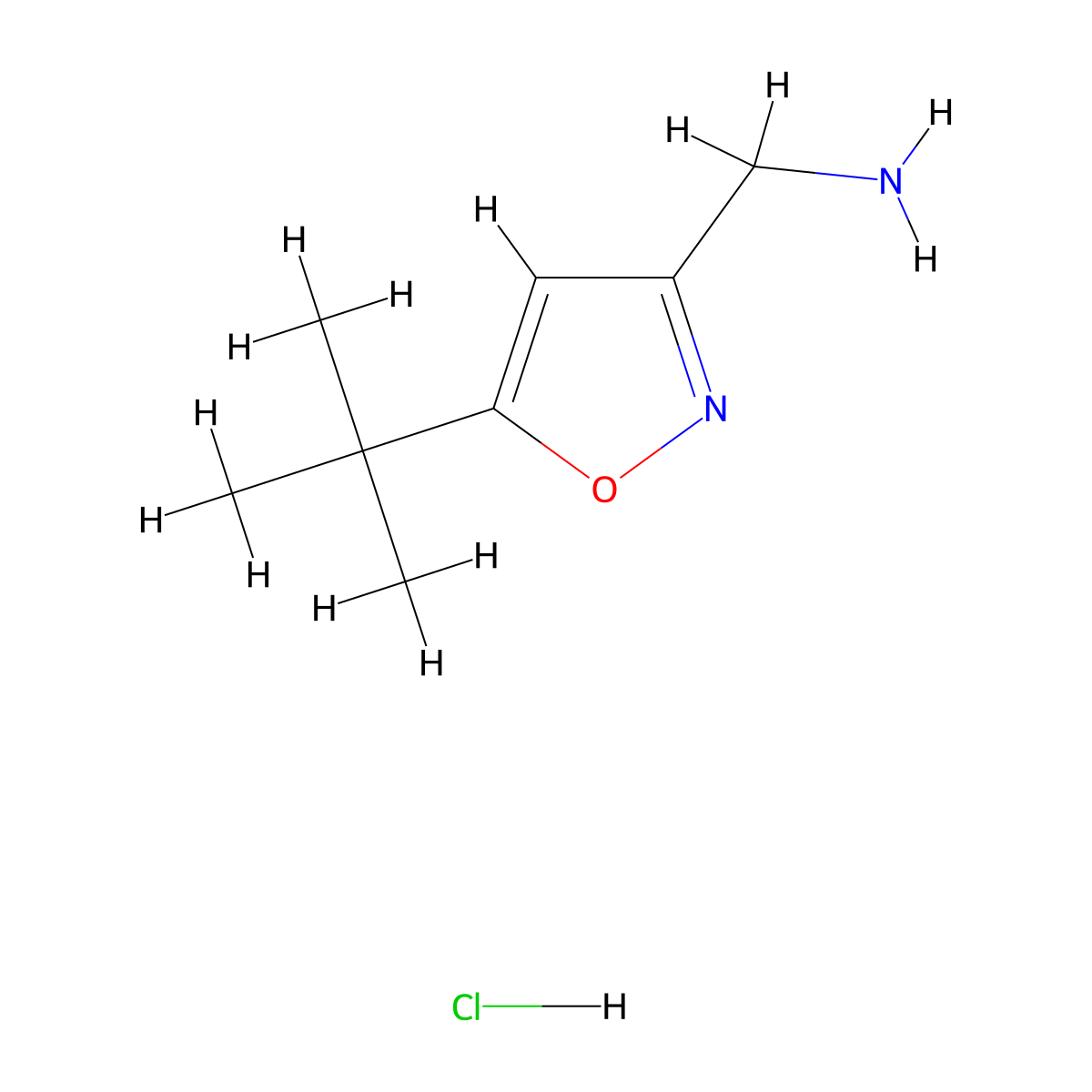 (5-Tert-butyl-1,2-oxazol-3-yl)methanamine hydrochloride molecular structure, CAS 1233946-81-0