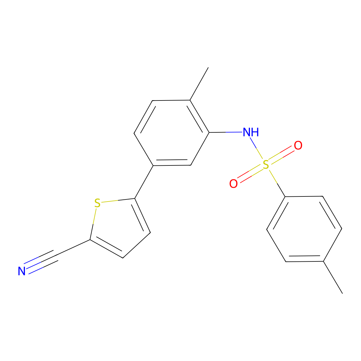 N-(5-(5-Cyanothiophen-2-yl)-2-methylphenyl)-4-methylbenzenesulfonamide molecular structure, CAS 1233948-35-0