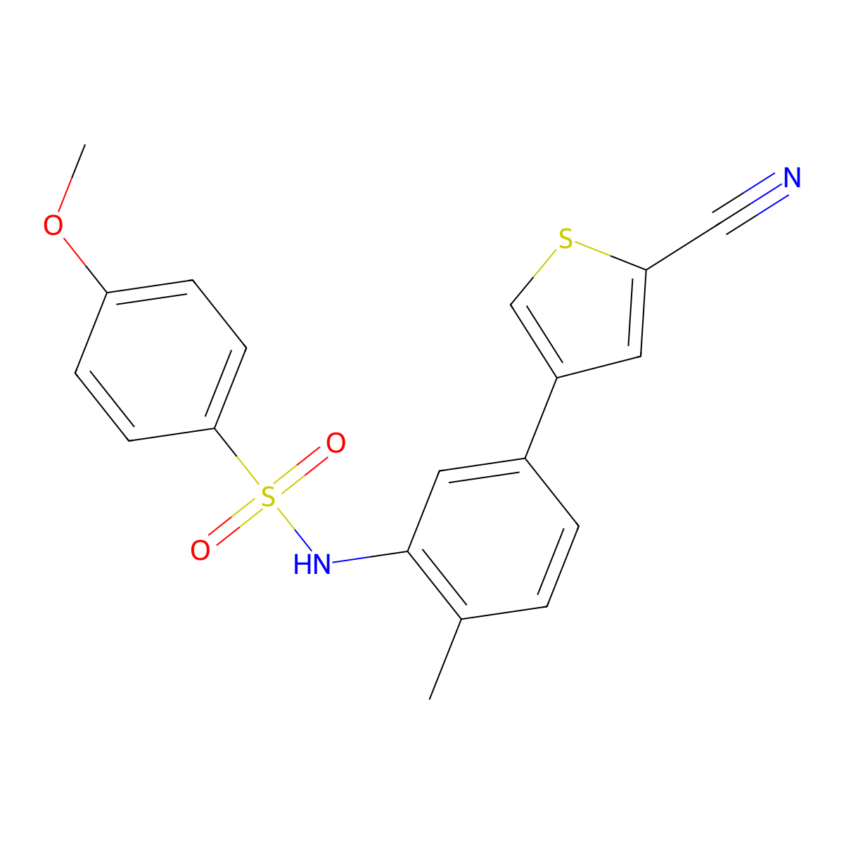 N-[5-(5-cyanothiophen-3-yl)-2-methylphenyl]-4-methoxybenzenesulfonamide molecular structure, CAS 1233948-61-2