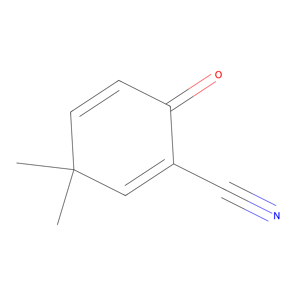 3,3-Dimethyl-6-oxocyclohexa-1,4-dienecarbonitrile molecular structure, CAS 123395-80-2