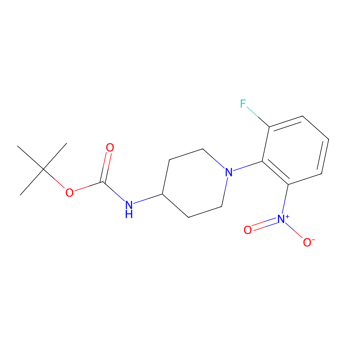 tert-Butyl (1-(2-fluoro-6-nitrophenyl)piperidin-4-yl)carbamate molecular structure, CAS 1233951-67-1