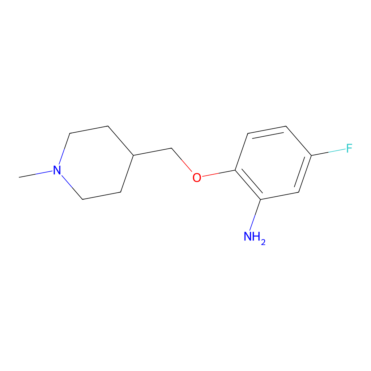 5-Fluoro-2-[(1-methylpiperidin-4-yl)methoxy]aniline molecular structure, CAS 1233951-73-9