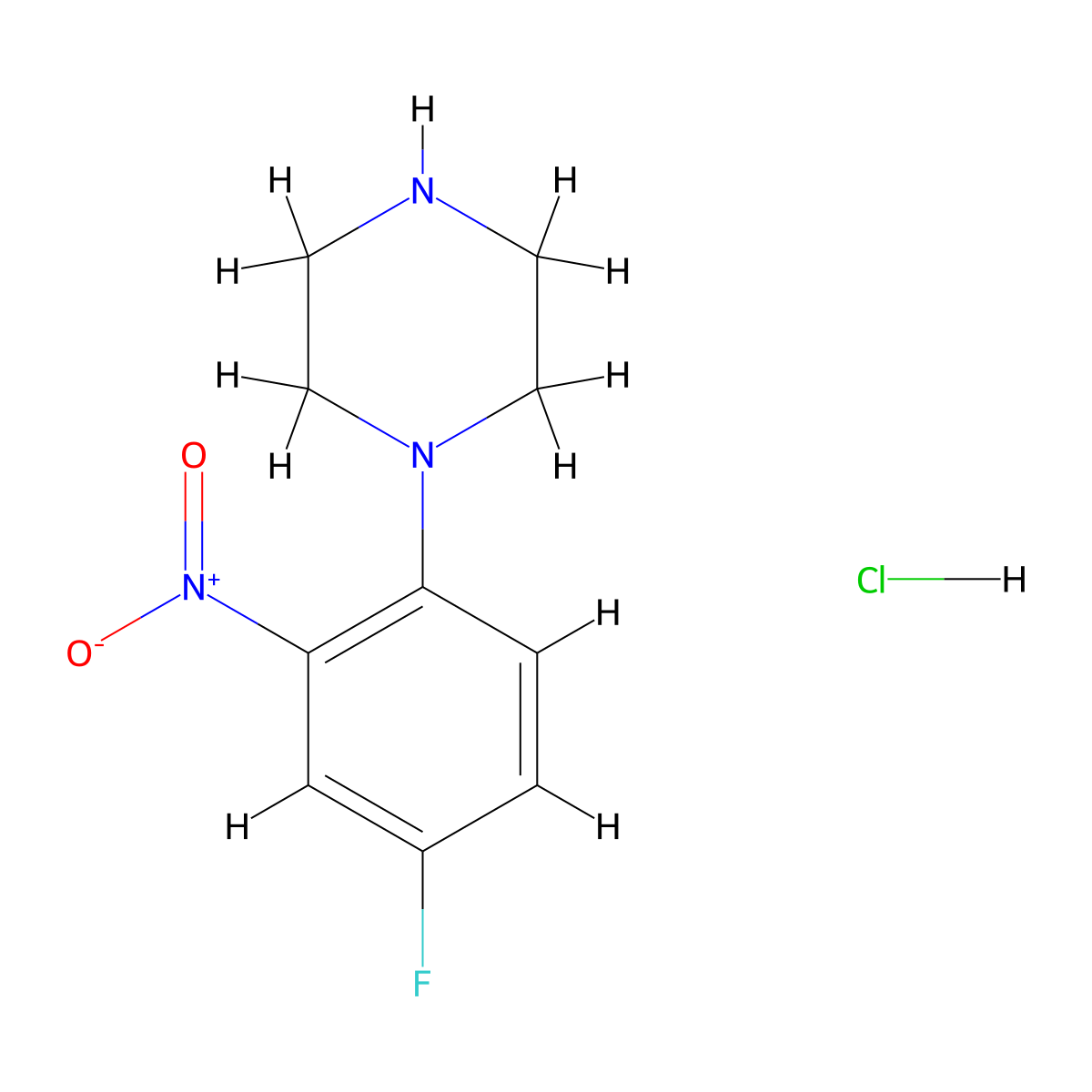 1-(4-Fluoro-2-nitrophenyl)piperazine hydrochloride molecular structure, CAS 1233951-86-4