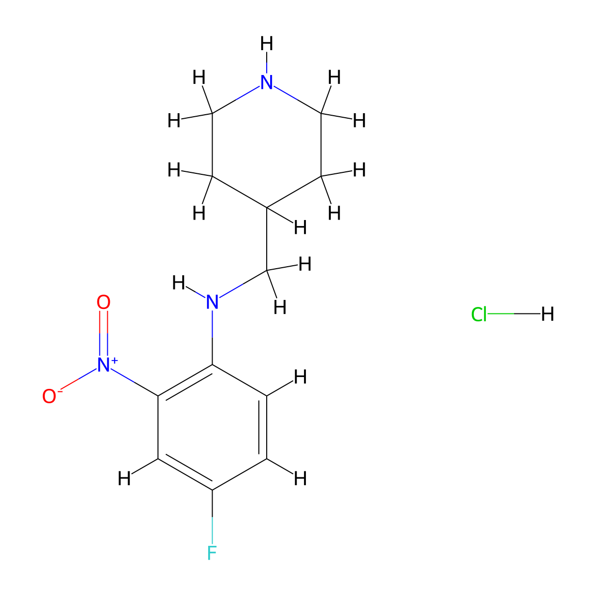 4-Fluoro-2-nitro-N-(piperidin-4-ylmethyl)aniline hydrochloride molecular structure, CAS 1233951-92-2