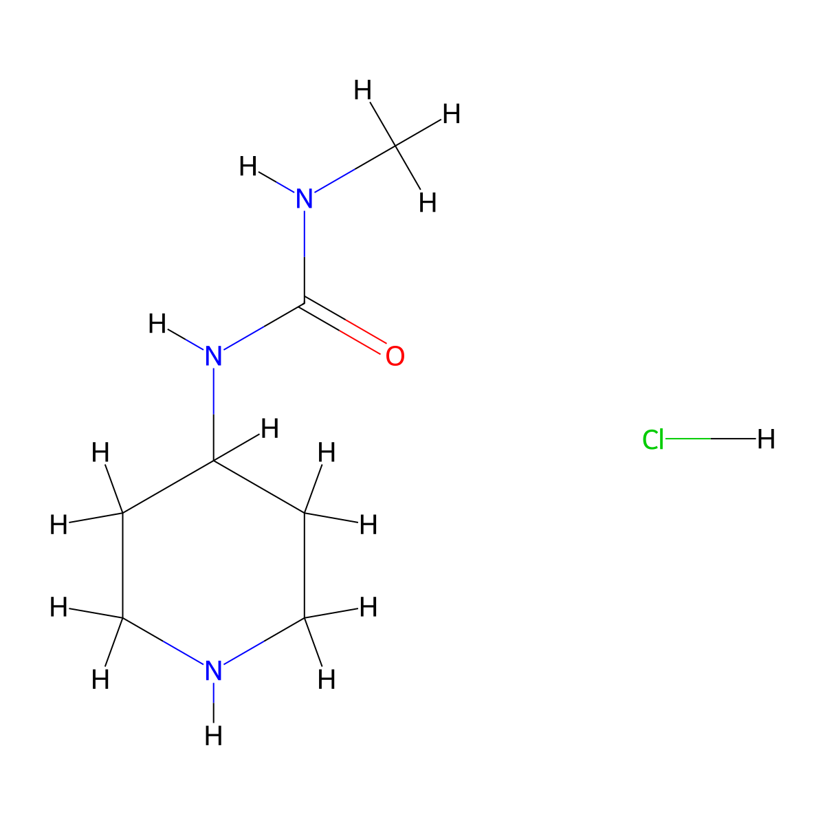 3-Methyl-1-(piperidin-4-yl)urea hydrochloride molecular structure, CAS 1233951-96-6