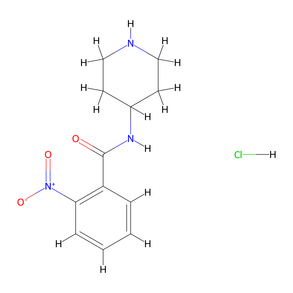 2-Nitro-N-(piperidin-4-yl)benzamide hydrochloride molecular structure, CAS 1233952-07-2