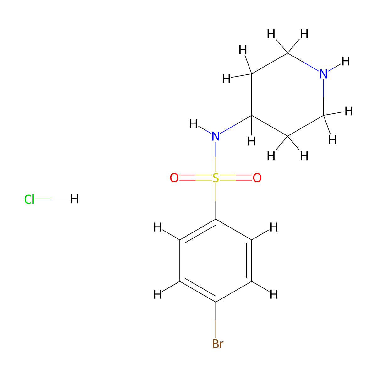 4-Bromo-N-(piperidin-4-yl)benzenesulfonamide hydrochloride molecular structure, CAS 1233952-19-6