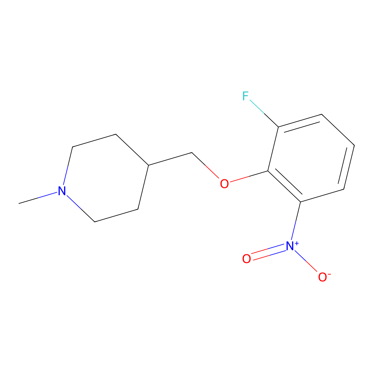 4-[(2-Fluoro-6-nitrophenoxy)methyl]-1-methylpiperidine molecular structure, CAS 1233952-32-3