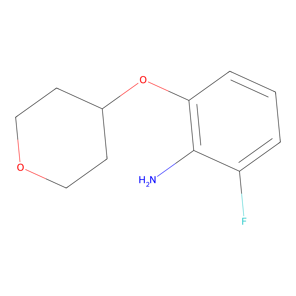 2-Fluoro-6-(tetrahydro-2H-pyran-4-yloxy)aniline molecular structure, CAS 1233952-43-6