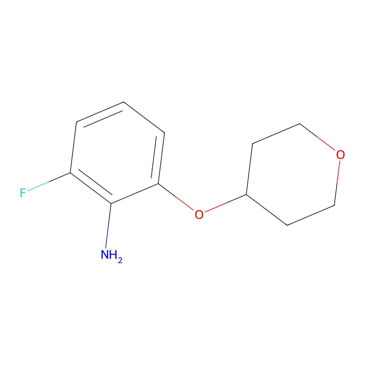 2-Fluoro-6-(tetrahydro-2H-pyran-4-yloxy)aniline molecular structure, CAS 1233952-43-6