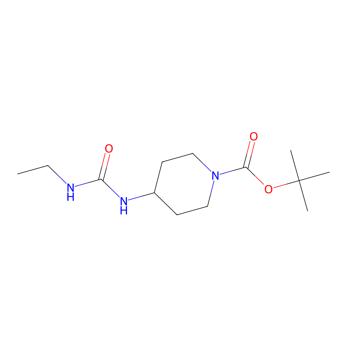 tert-Butyl 4-(3-ethylureido)piperidine-11-carboxylate molecular structure, CAS 1233952-68-5