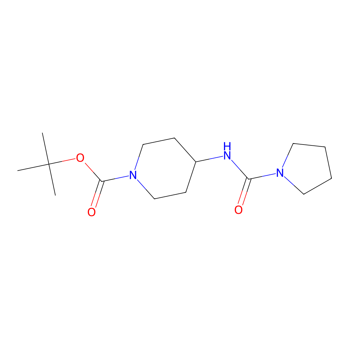 tert-Butyl 4-[(pyrrolidine-1-carbonyl)amino]piperidine-1-carboxylate molecular structure, CAS 1233952-82-3
