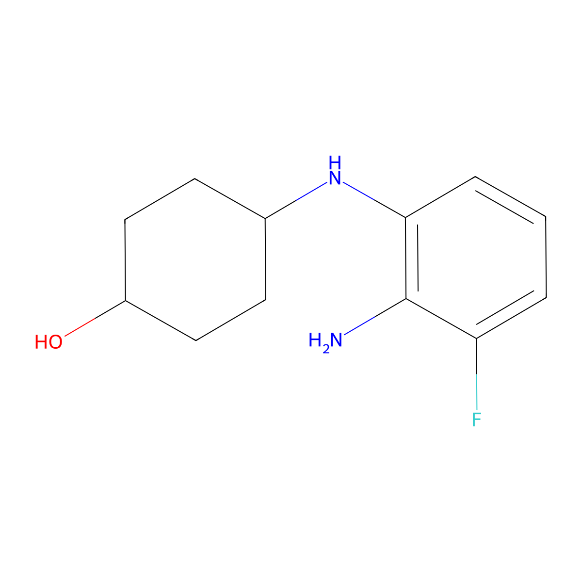 (1R*,4R*)-4-(2-Amino-3-fluorophenylamino)cyclohexanol molecular structure, CAS 1233952-83-4