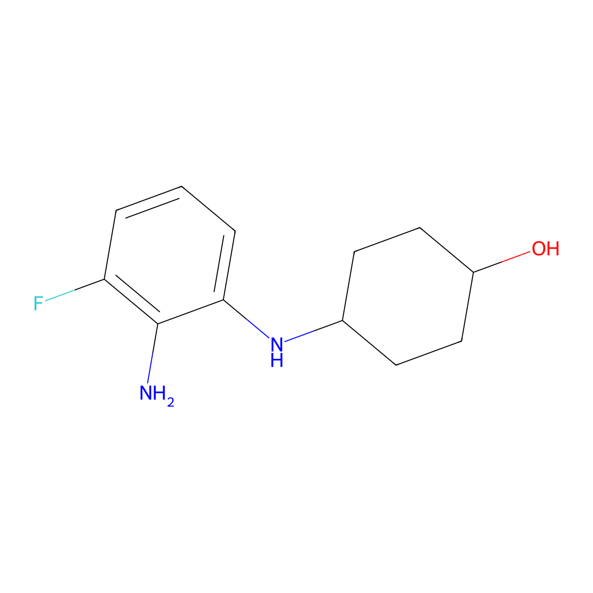 (1R*,4R*)-4-(2-Amino-3-fluorophenylamino)cyclohexanol molecular structure, CAS 1233952-83-4