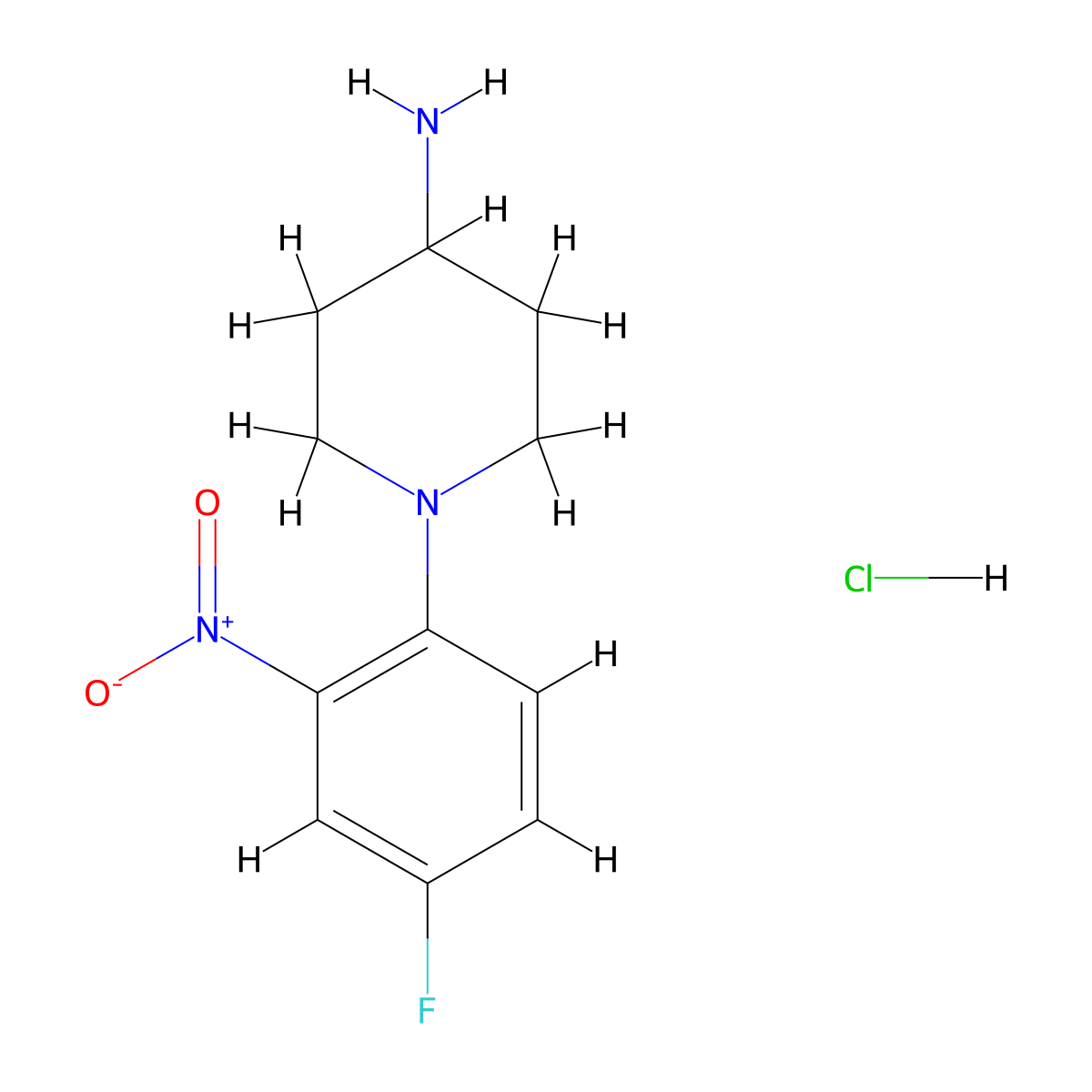 1-(4-Fluoro-2-nitrophenyl)piperidin-4-amine hydrochloride molecular structure, CAS 1233952-91-4
