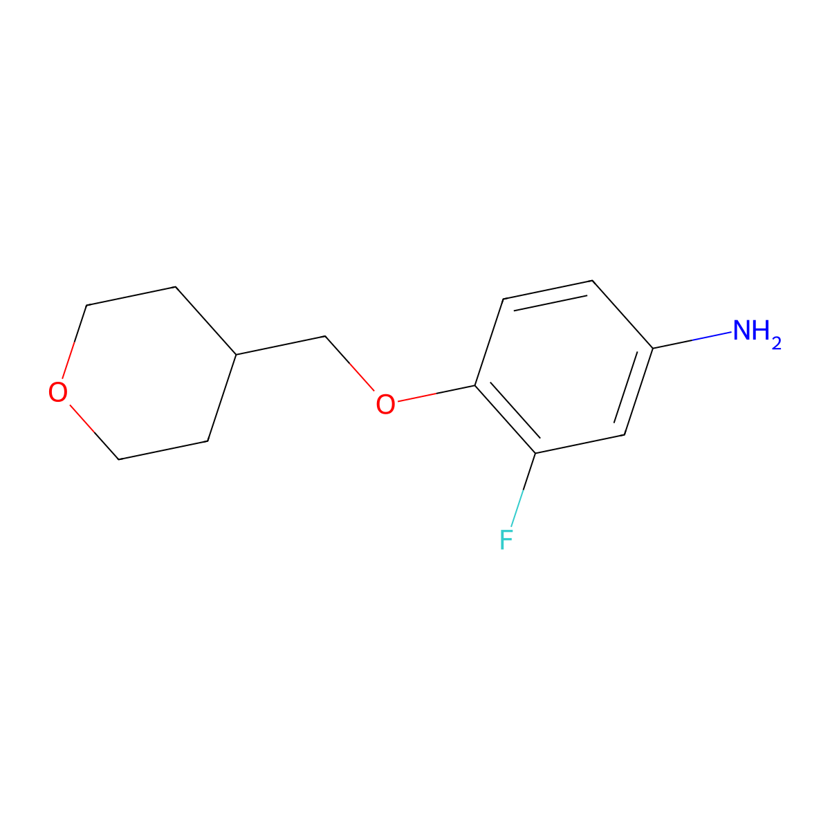 3-Fluoro-4-[(tetrahydro-2H-pyran-4-yl)methoxy]aniline molecular structure, CAS 1233952-94-7