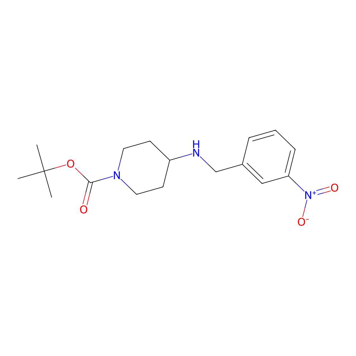 tert-Butyl 4-(3-nitrobenzylamino)piperidine-1-carboxylate molecular structure, CAS 1233952-99-2