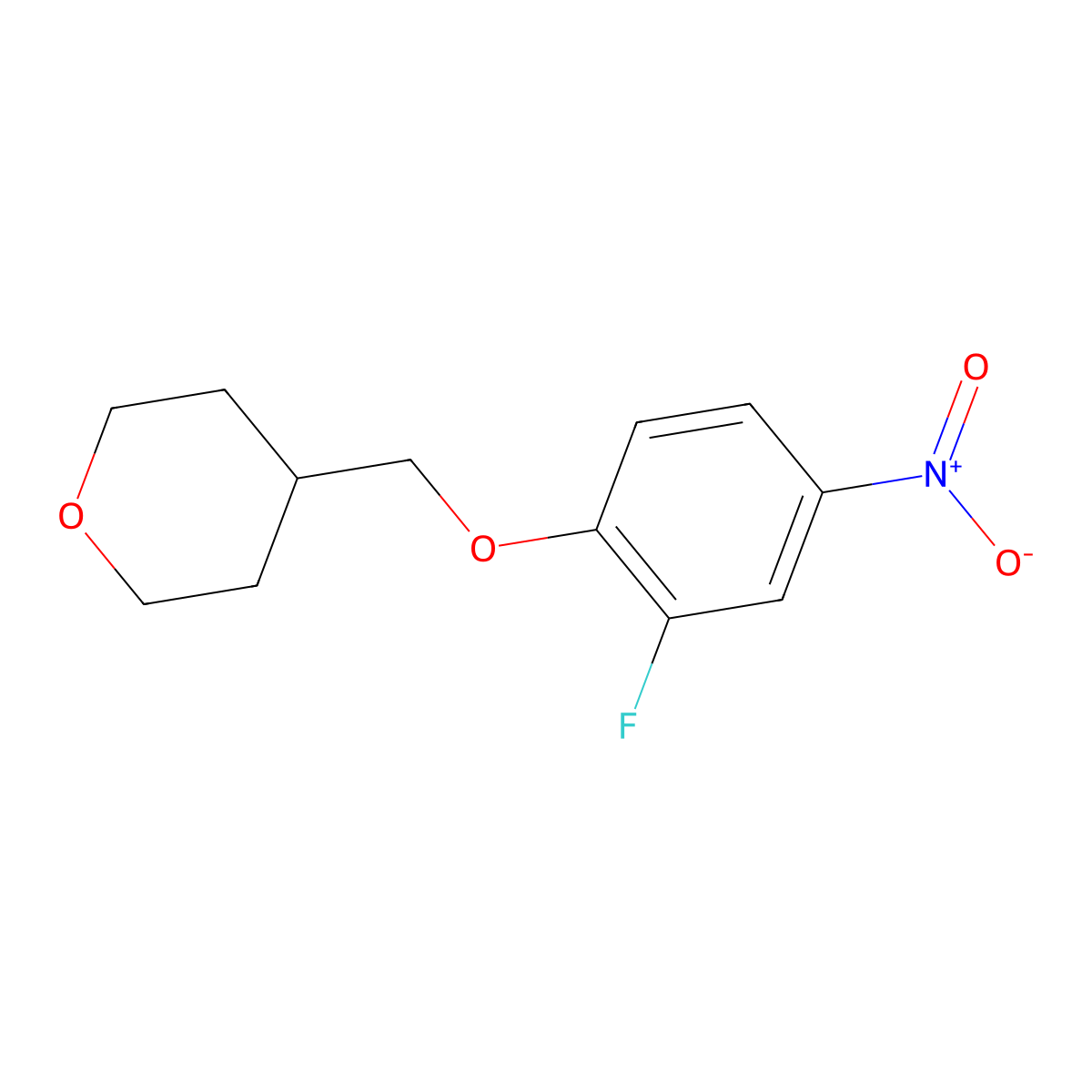 4-[(2-Fluoro-4-nitrophenoxy)methyl]tetrahydro-2H-pyran molecular structure, CAS 1233953-00-8