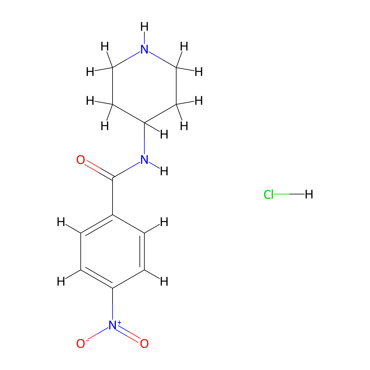 4-Nitro-N-(piperidine-4-yl)benzamide hydrochloride molecular structure, CAS 1233953-05-3