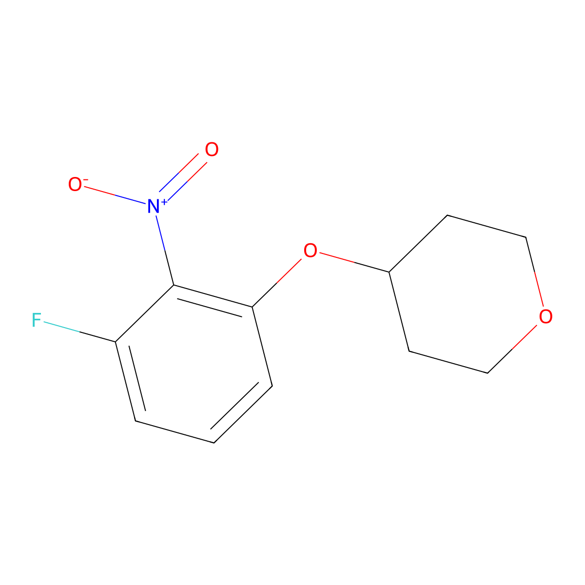 4-(3-Fluoro-2-nitrophenoxy)tetrahydro-2H-pyran molecular structure, CAS 1233953-06-4