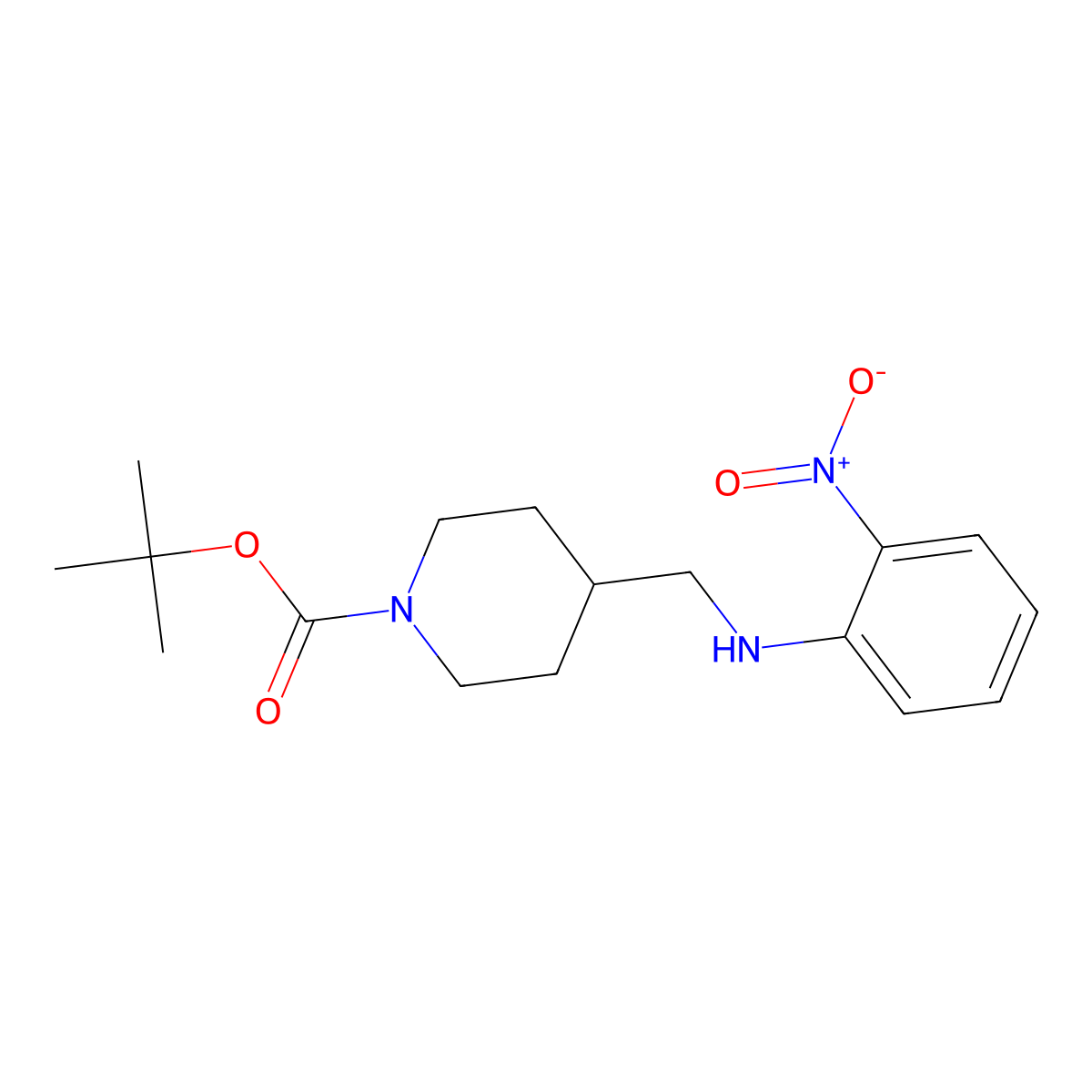 tert-Butyl 4-(((2-nitrophenyl)amino)methyl)piperidine-1-carboxylate molecular structure, CAS 1233953-16-6