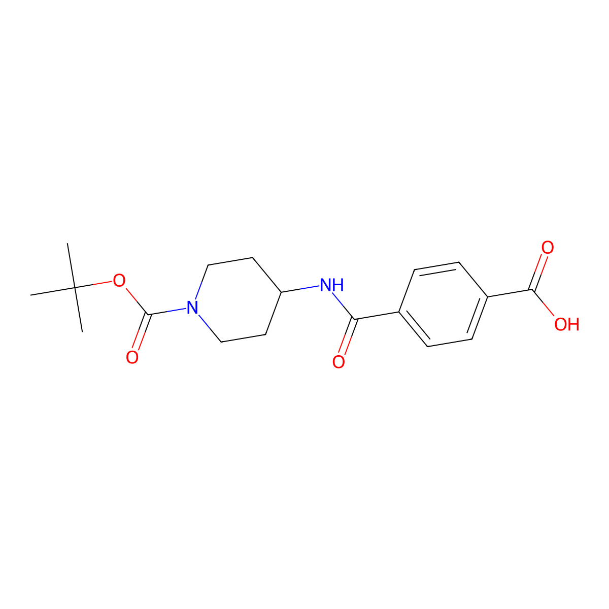 4-[1-(tert-Butoxycarbonyl)piperidin-4-ylcarbamoyl]benzoic acid molecular structure, CAS 1233953-17-7