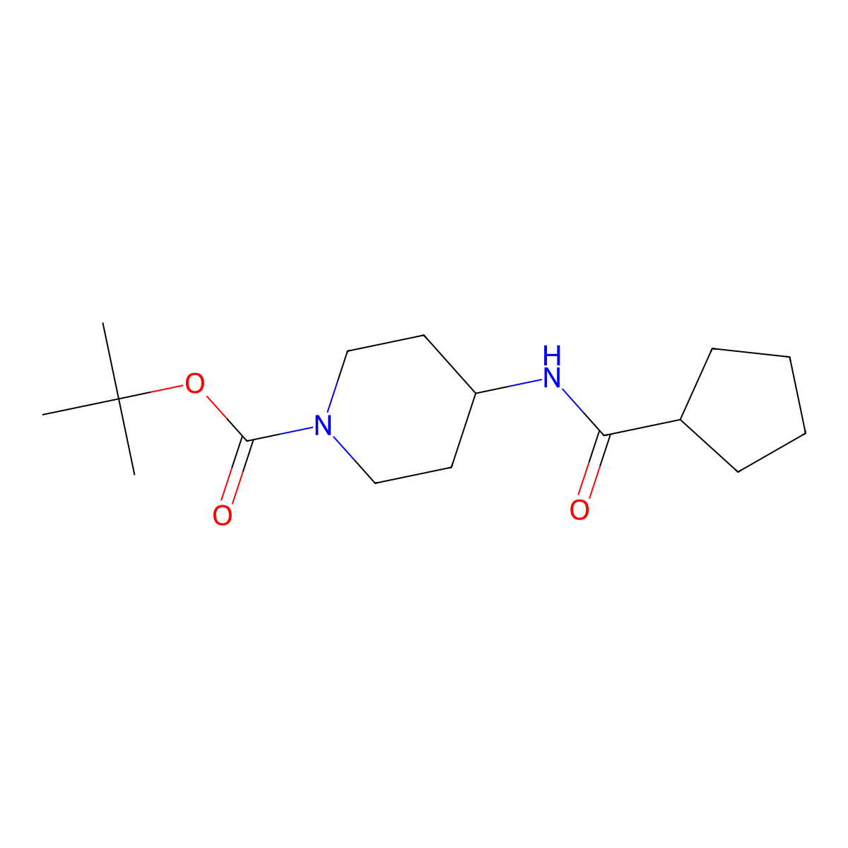 tert-Butyl 4-(cyclopentanecarbonylamino)piperidine-1-carboxylate molecular structure, CAS 1233954-77-2