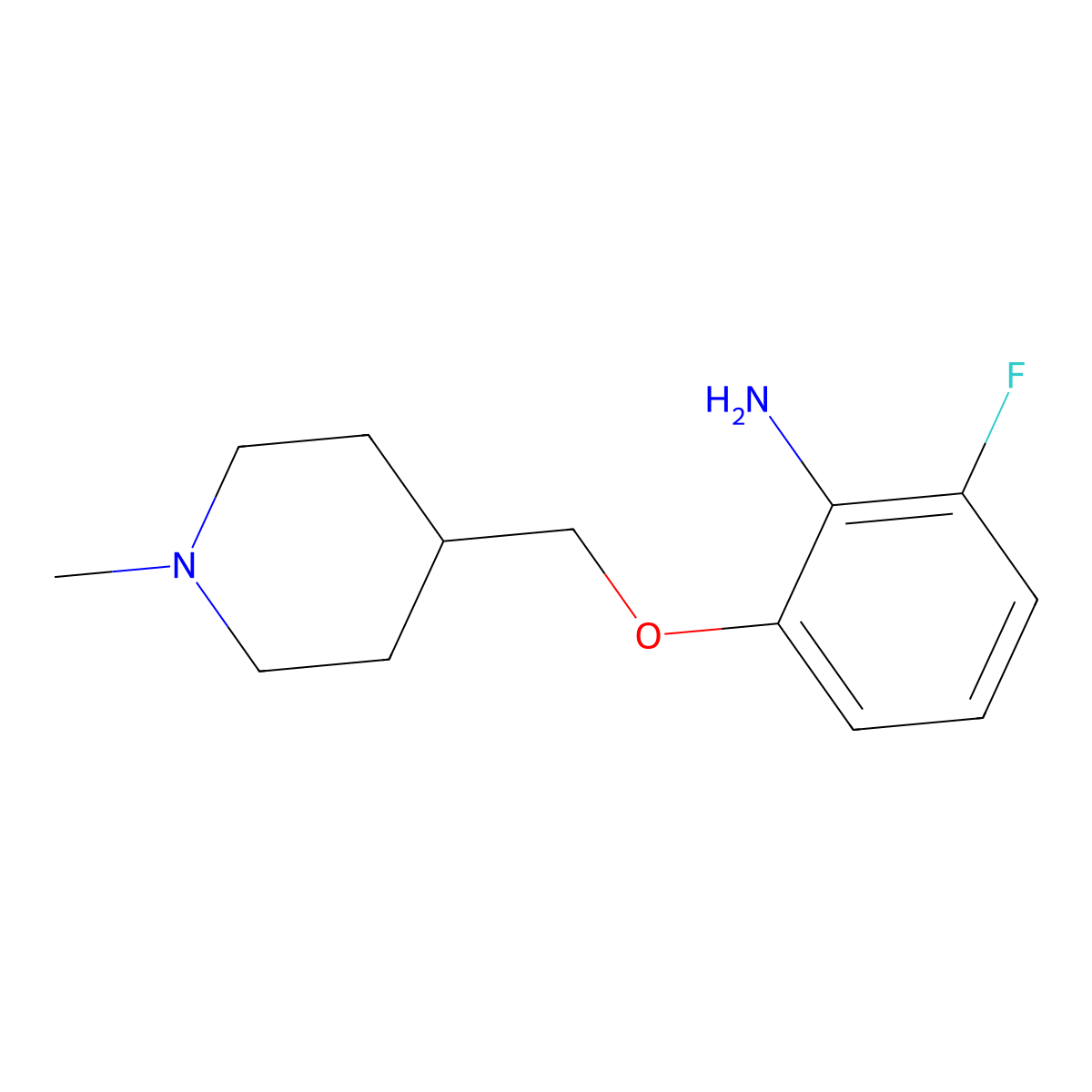 2-Fluoro-6-[(1-methylpiperidin-4-yl)methoxy]aniline molecular structure, CAS 1233954-78-3