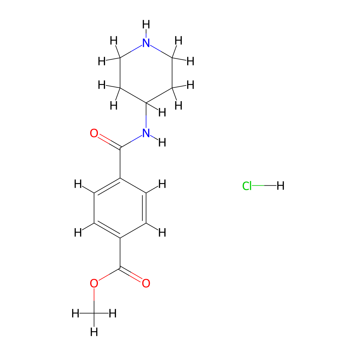 Methyl 4-(piperidin-4-ylcarbamoyl)benzoate hydrochloride molecular structure, CAS 1233954-88-5